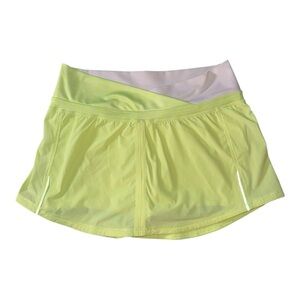 Lululemon Run: Pace Skirt/Skort Neon Highlight Yellow Polka Dots Sz 4 RARE